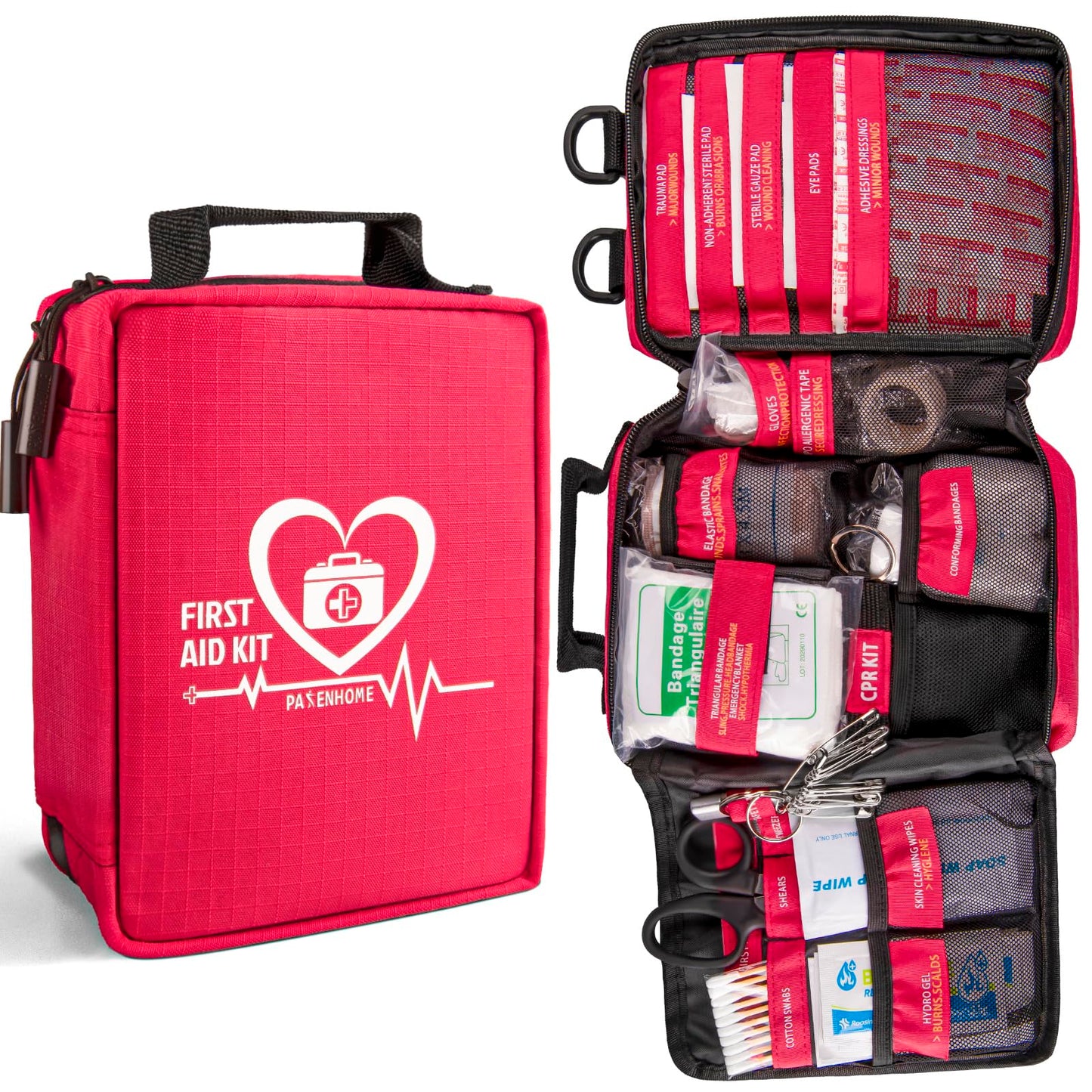 First Aid Kit Trauma First Aid Kits with Labelled Compartments Molle System Professional Emergency Kits for Home Office Car Outdoor Hiking Travel Camping